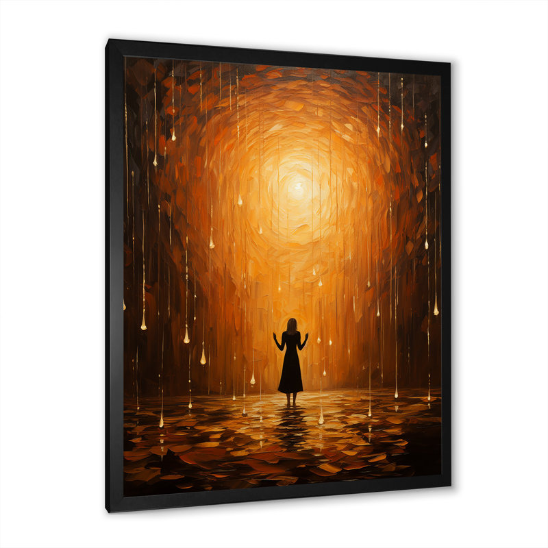 «Yellow Spiritual Divine Radiance Pointillism» sur impression sur toile, H 44 po x l 34 po x P 1,5 po, Cadre photo noir