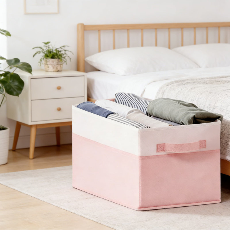 Bacs de rangement empilables avec couvercles - Paquet de 8 paniers de rangement en tissu pour tablettes, organisation à la maison pour vêtements, jouets, couvertures et literie