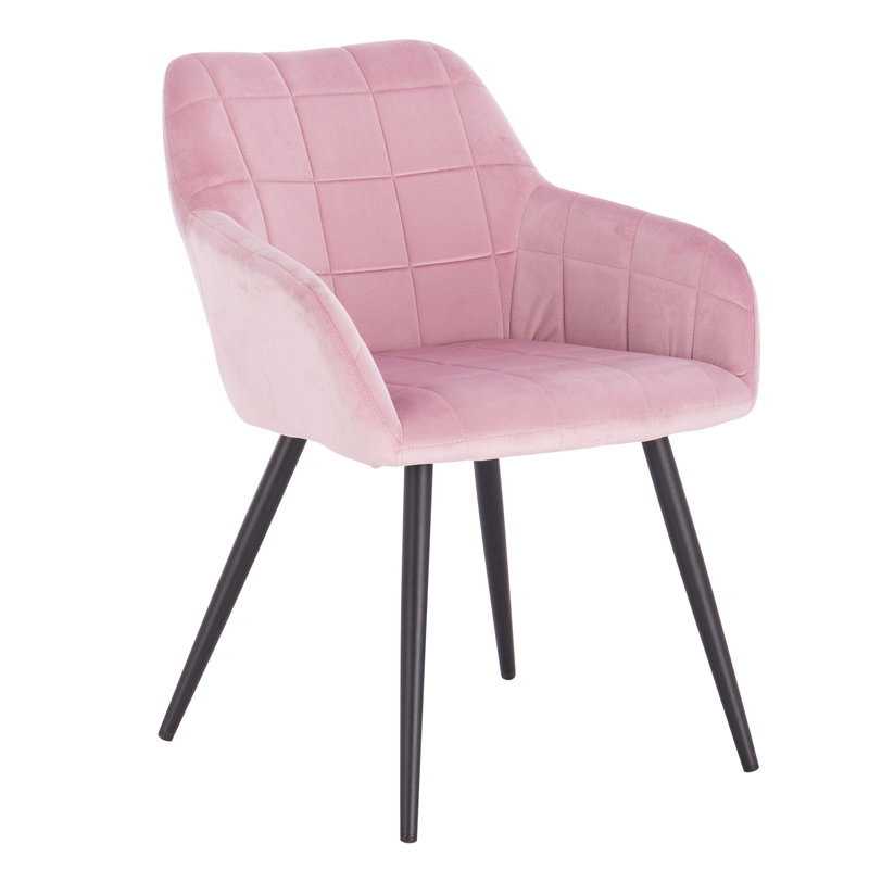 Palumbo Upholstered Dining Chair, 2, Velvet Pink, Black