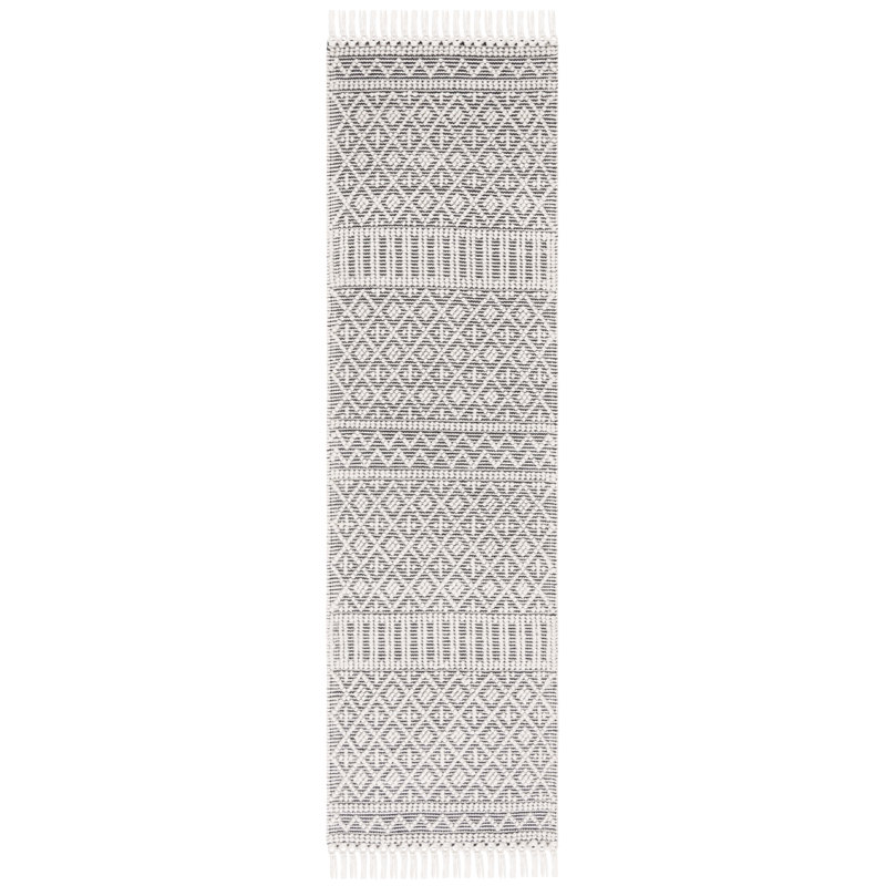 Tapis noir / ivoire Altis, Tapis de couloir 2 pi 3 po x 8 pi