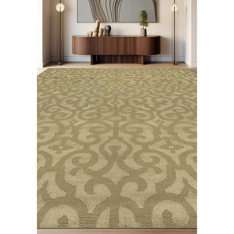 Tapis rectangulaire sauterelle / ivoire, Rectangle 6 pi x 9 pi