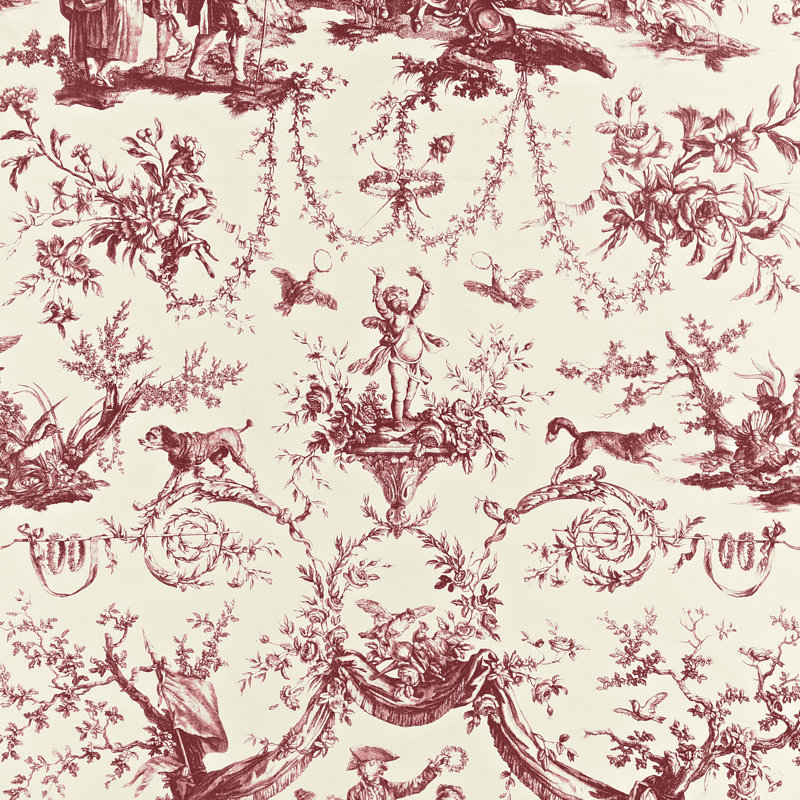 Le Couronnement De La Rosiere Fabric, Rouge