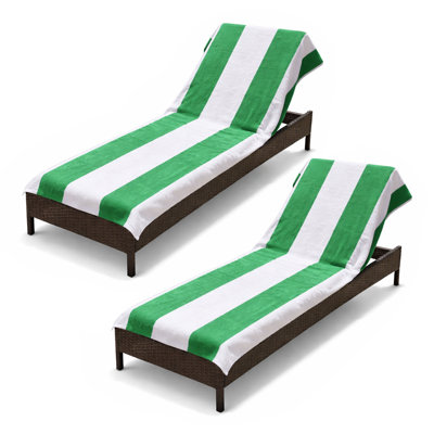 Superior Cabana Striped Cotton Standard Size Towel/ Chaise Lounge Chair Cover Set