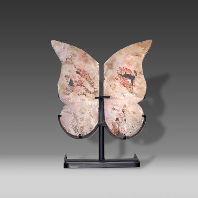 Pink Amethyst Butterfly Wings on Stand