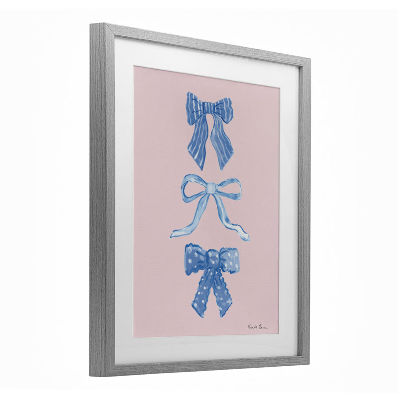 Jolis arcs bleu et rose, impression sous verre encadrée, design par Farida Zaman, H 16 po x l 13 po, Cadre de ferme gris