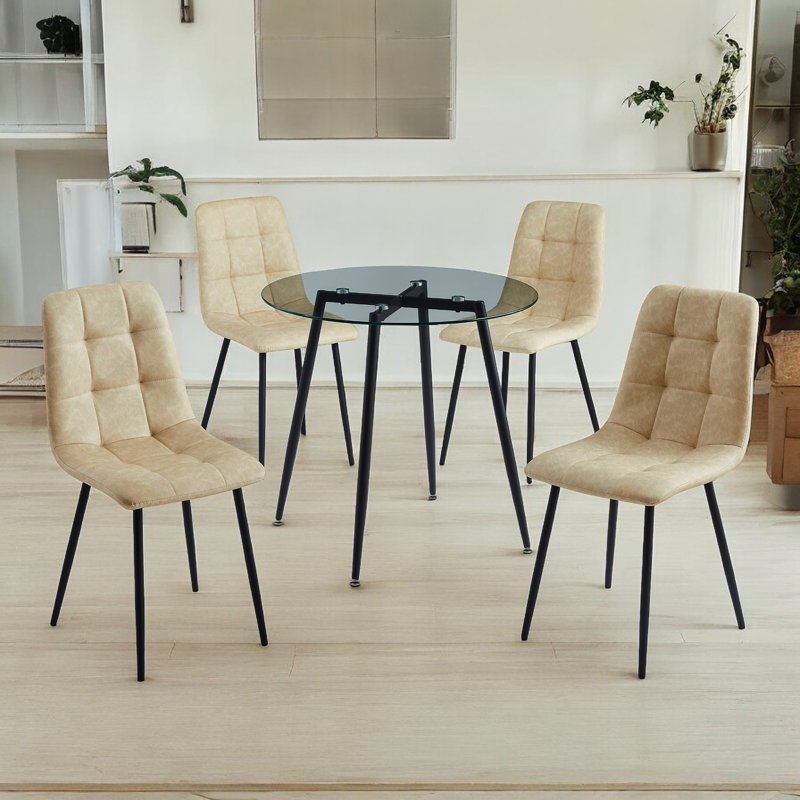 Zakirah 4 - Person Four Leg Dining Set, Cream