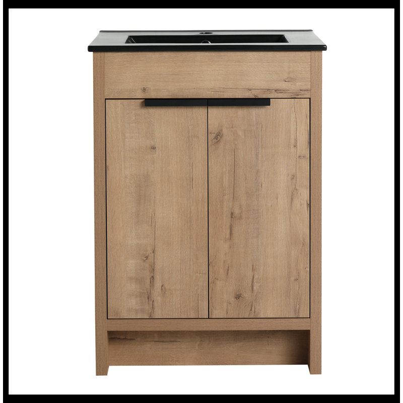 Meuble-lavabo simple 24 po Denille avec plateau en céramique Denille