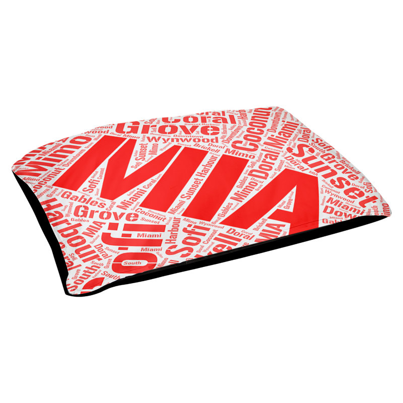 Coussin de chien « districts », Très grand (H 17 po x l 50 po x P 40 po), Rouge, Miami