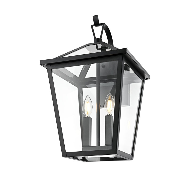 Leandra Outdoor Wall Sconce in Black, 20" H x 12" W x 13" D
