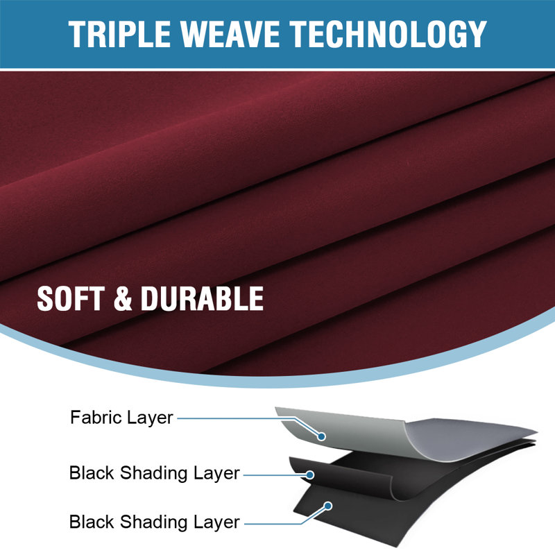 100% Blackout Curtains for Bedroom with Liner Full Room Darkening Curtains Thermal Insulated Back Tab/Rod Pocket Window Drapes for Living Room, 2 Panels