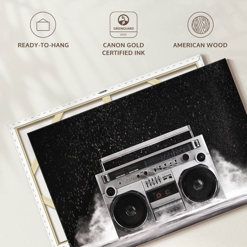 Abarca 1980s Silver Boombox, 34" H x 51" W