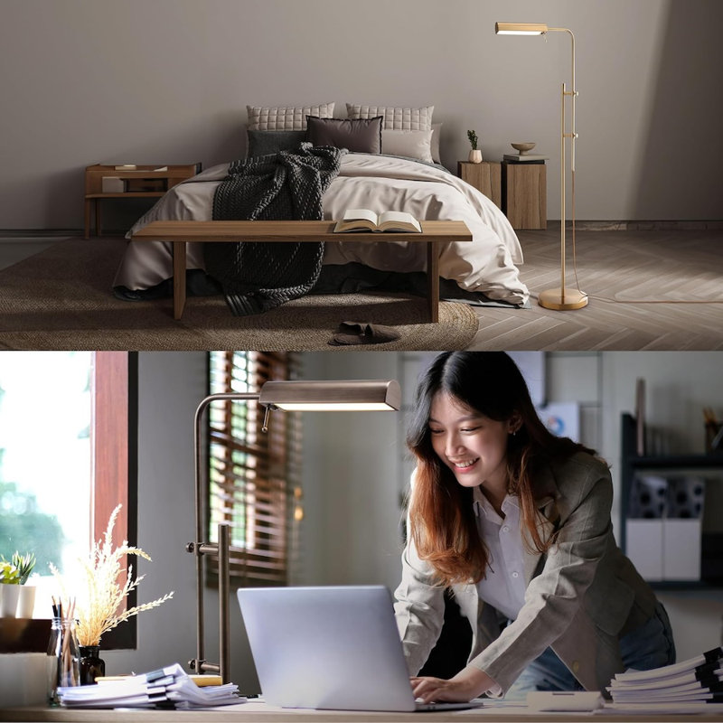 Maesynn Cedric Adjustable Pharmacy Floor Lamp - Industrial Design for Reading, Crafting, Work - 10W LED, Height 45-61 inches - Ideal for Living Room, Bedside, Office