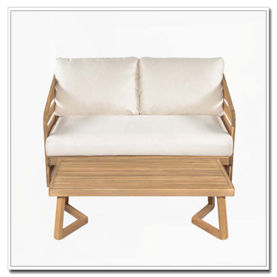 Ensemble de causeuse et table basse en bois