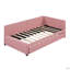 Lit de jour rembourré avec couchette simple pour canapé-lit, pas de sommier, tissu de lin (lit de jour)-950990351