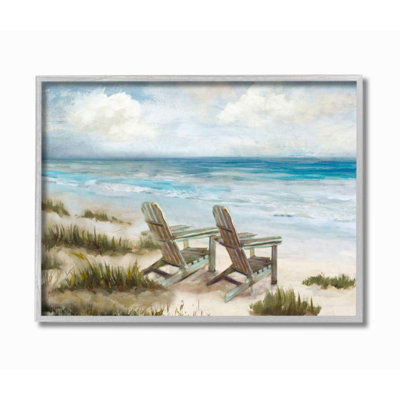 " Chairs At Shore Line Nautical Landscape " by Carson Lyons