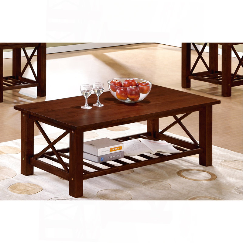 Ensemble de tables basses modernes en bois d'hévéa 3 pièces 1 table basse et 2 tables de bout en panneau de fibres à densité moyenne avec placage Ogumi