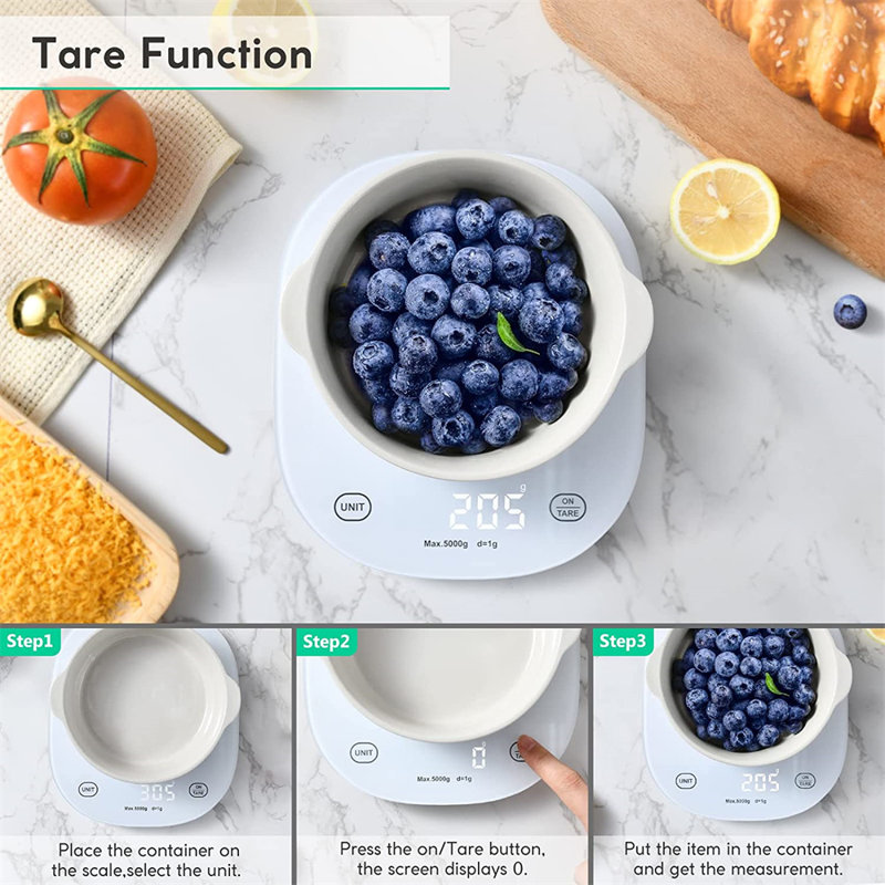 Balance de cuisine intelligente, balance de cuisine numérique Bluetooth pour la cuisson, la cuisine et le café avec calculateur de nutriments pour Keto, Macro, Calorie et perte de poids avec application pour téléphone intelligent