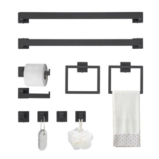 10-Pieces Matte Black Bathroom Accessories Set