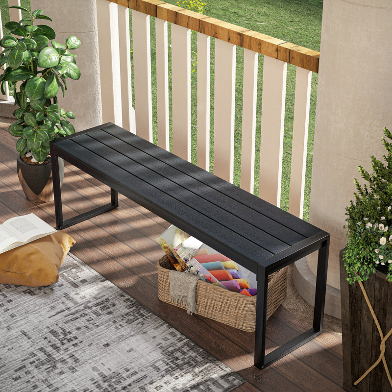 Metal Outdoor Bench, Black