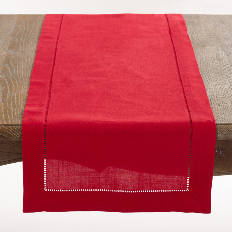 Emmeline Solid Color Table Runner, Red, 54" L x 16" W