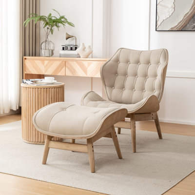 Jeyshan Upholstered Tufted Lounge Chair and Ottoman