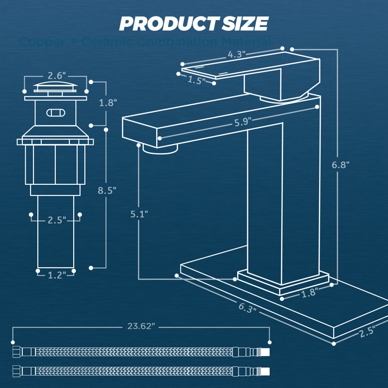 Single-Hole Bathroom Faucet with Drain Assembly, Brushed Gold