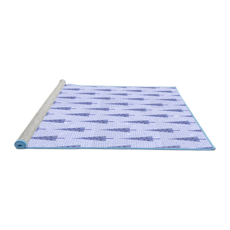Tapis 100% à motifs lavables à la machine 2989 Pat709-BLU, Rond 6 pi