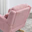 27. Fauteuil à bascule de salon moderne à dossier haut l 5 po avec un coussin lombaire, deux poches latérales et un ours en peluche.