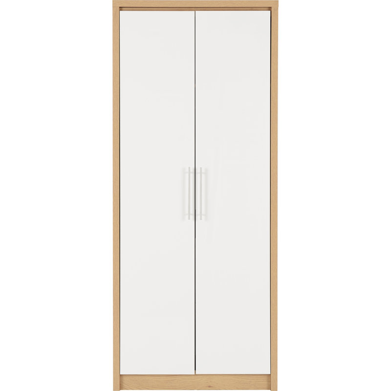 Louisa 2 Door Wardrobe, Light Oak Veneer/White