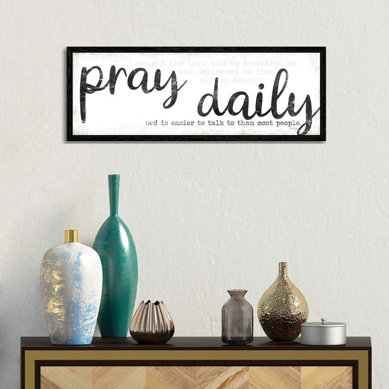 Pray Daily by Marla Rae - Panoramic Print on Canvas, Black Floater Frame, 30.48 cm H x 91.44 cm W