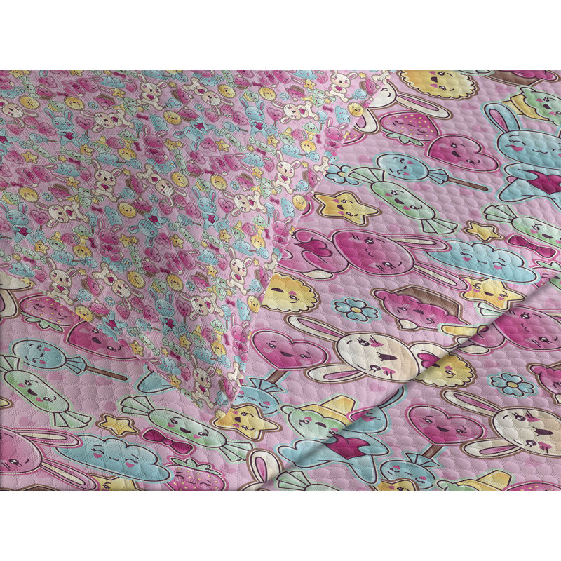 King Pink Quilted Bedspread Set with Pillow Shams