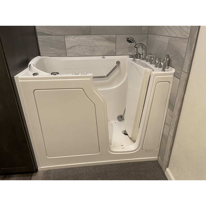 52'' x 30'' Fiberglass Bathtub with Faucet, Right, Beige
