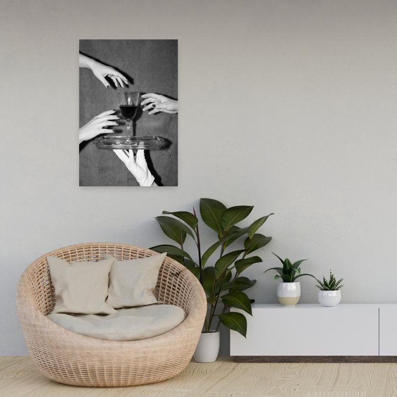 «The Wine Is Served», art mural rétro, H 24 po x l 16 po