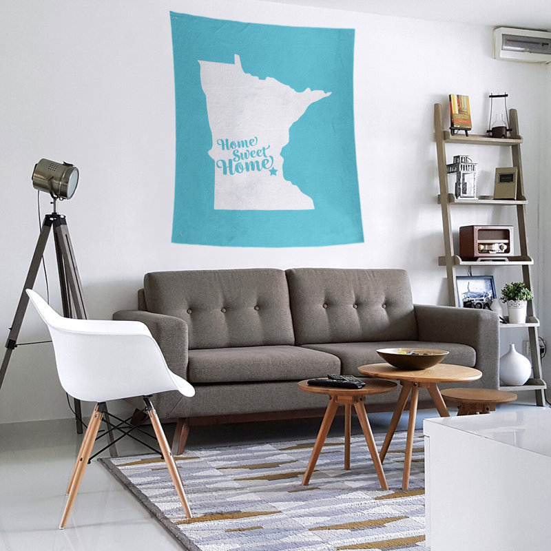 Tapisserie murale Home Sweet Minneapolis, H 27,5 po x l 37,5 po, Bleu sarcelle