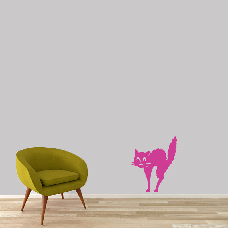 Décalcomanie murale effrayé-chat, Rose vif
