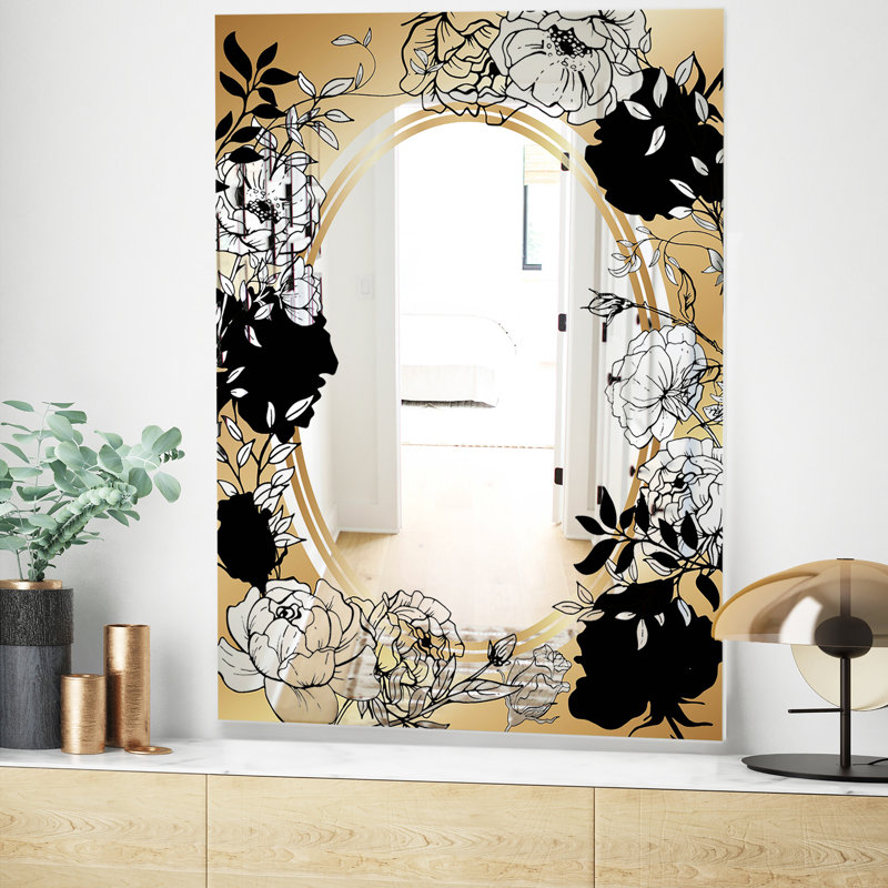 Miroir d'appoint Botanical Obsidian Glam, H 39,4 po x l 29,5 po