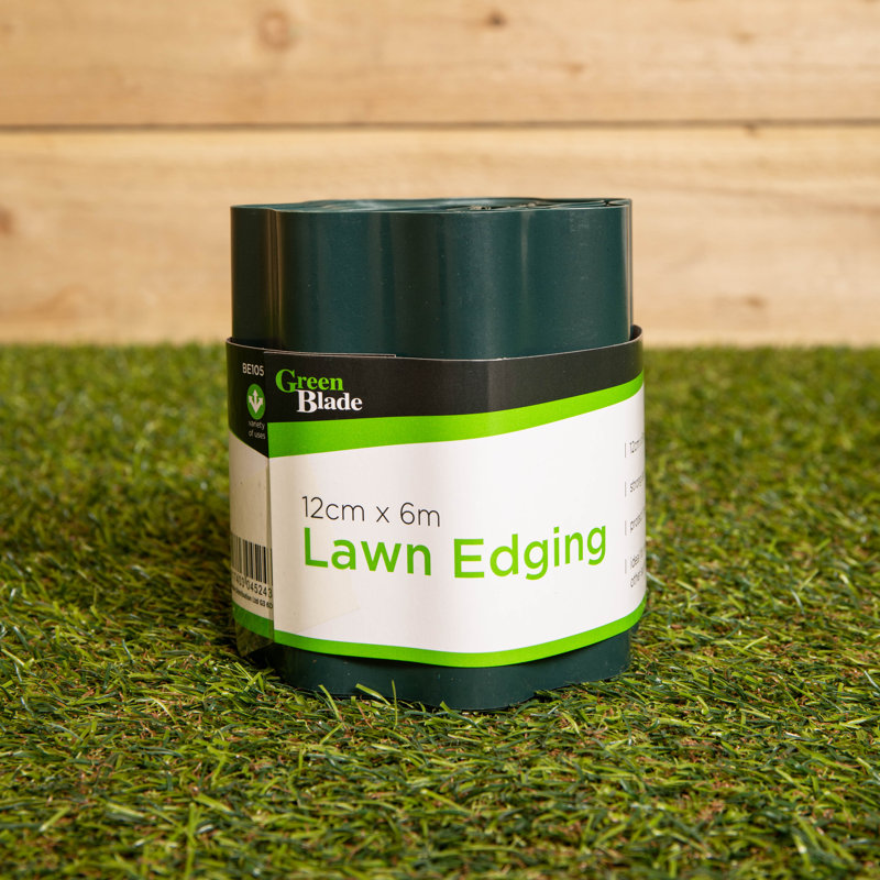 Plastic Corrugated Lawn Garden Edging Border In Green, 13cm H x 12cm W x 600cm D