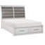 Grand lit plateforme antique blanc et gris avec tête de lit boîte de rangement bicolore