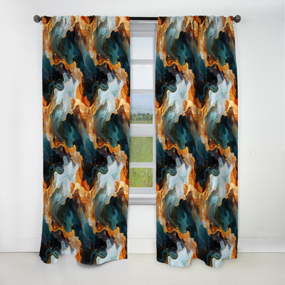 Mystic Reverie Marble Pattern - Abstract Marble Curtain - Blackout Marble Curtain - 1 Panels