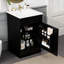 Meuble-lavabo noir de 20 po. Armoire avec lavabo en céramique. Couvercle de trop-plein lisse et cercle en métal. Tablette de porte et tablette réglable. Conception pratique du meuble-lavabo. Finition à l'eau.-574796130