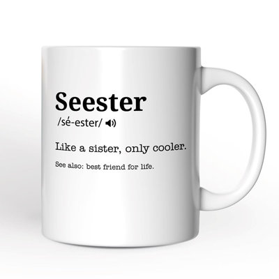 Seester Definition Mug, Funny Sister Gift With Custom Name