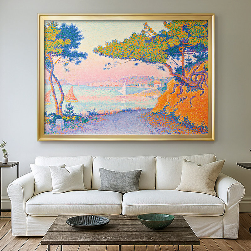 Golfe-Juan-Paul Signac-Toile tendue avec châssis-1896, 30 x 5 x 42,5, Toile avec cadre, Doré