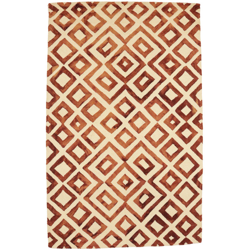 Rust Brown Geometric 5x8 Hand-tufted Modern Rug