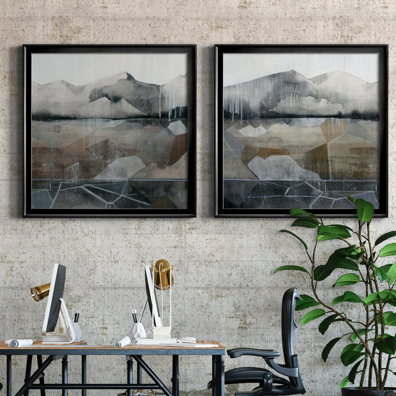 Valley Stormscape I - Valley Stormscape I - Ensemble de 2 cadres photo, H 34,5 po x l 69 po x P 1,5 po, Toile avec cadre noir