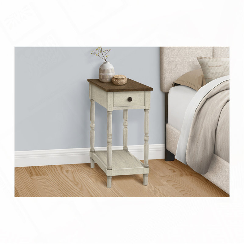 Table de bout avec rangement Deleyza, Brun / blanc antique 