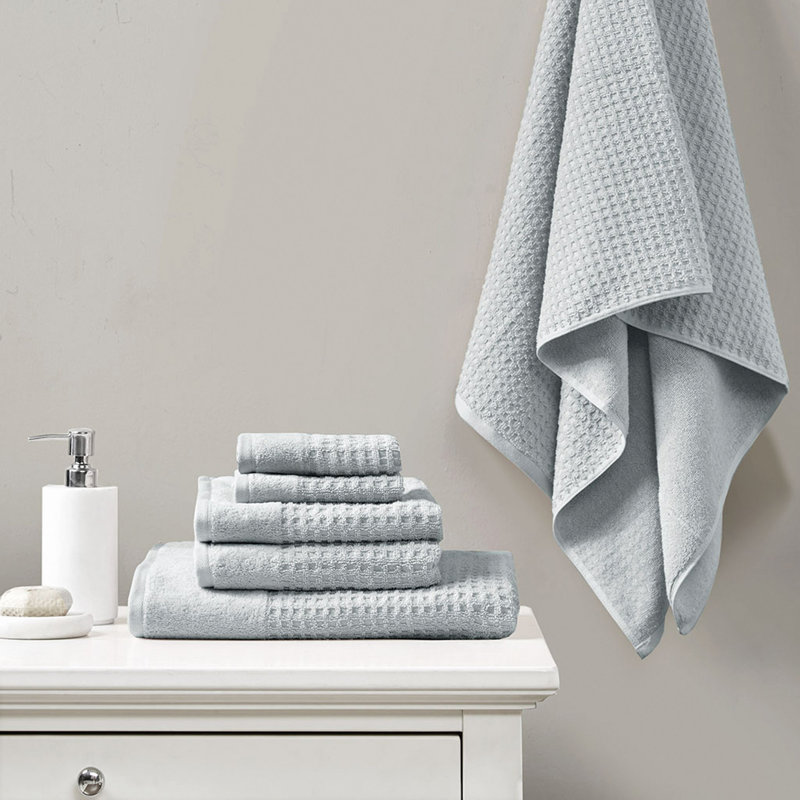 Ensemble 6 serviettes de bain en coton antimicrobien, Bleu