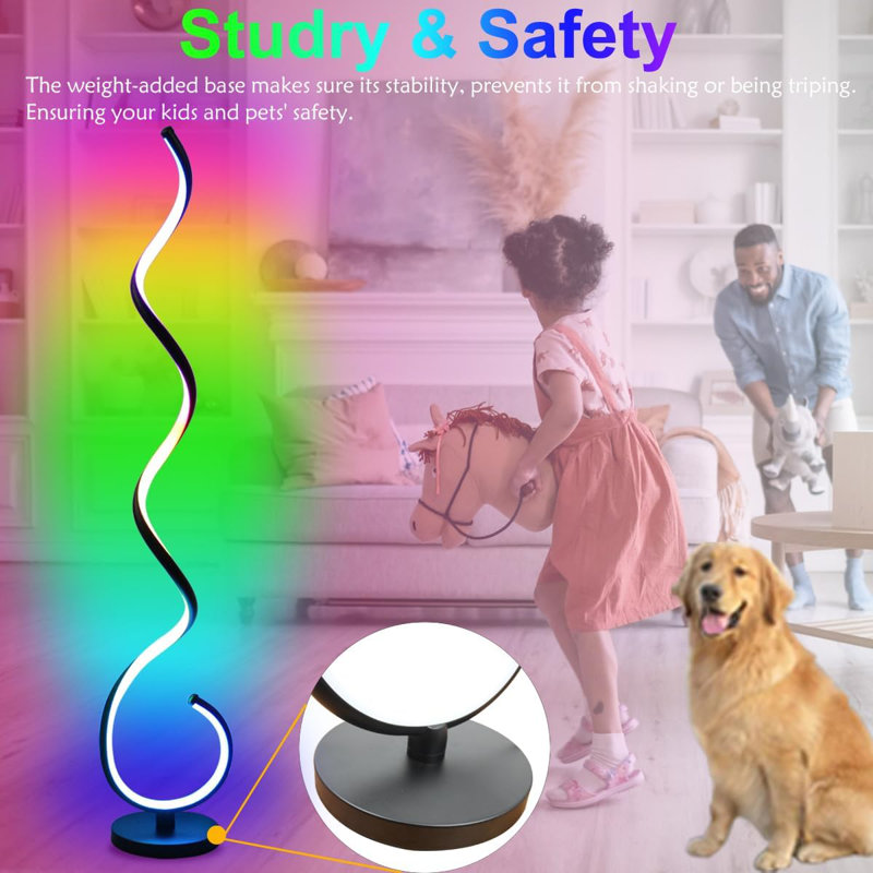 Lampe sur pied Smart RVB en spirale avec application et télécommande, 16 millions de couleurs et plus de 200 modes de scène, éclairage d'ambiance à DEL Music Sync pour le salon, la chambre à coucher et la décoration intérieure