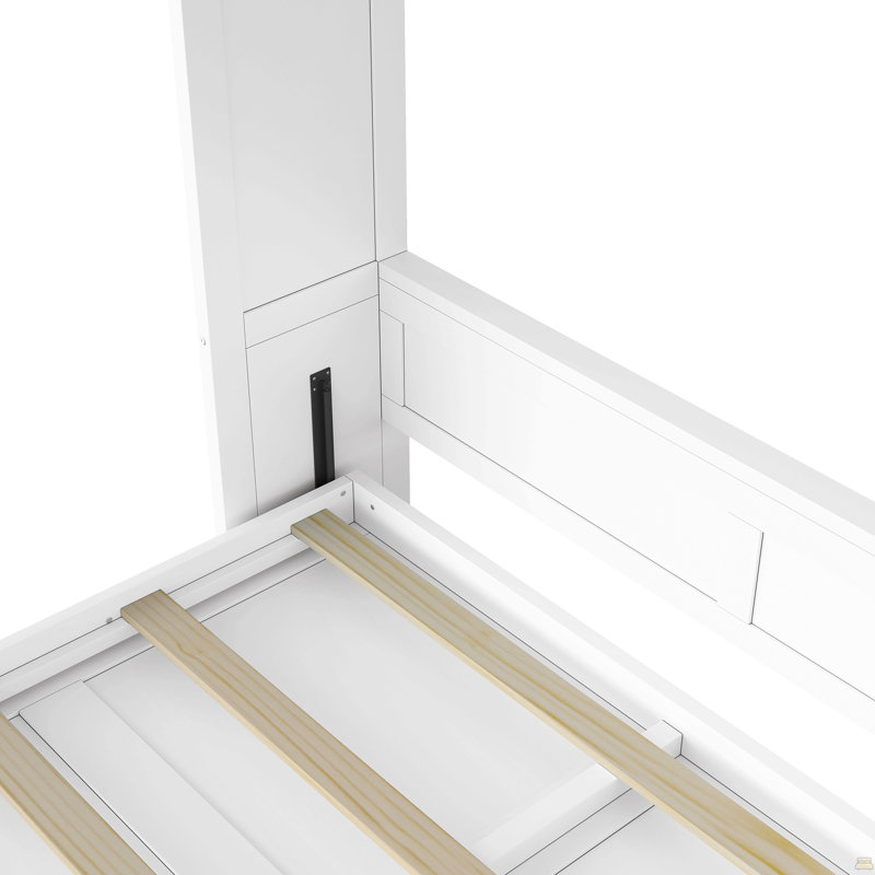 Lit escamotable double, peut être plié dans une armoire, blanc