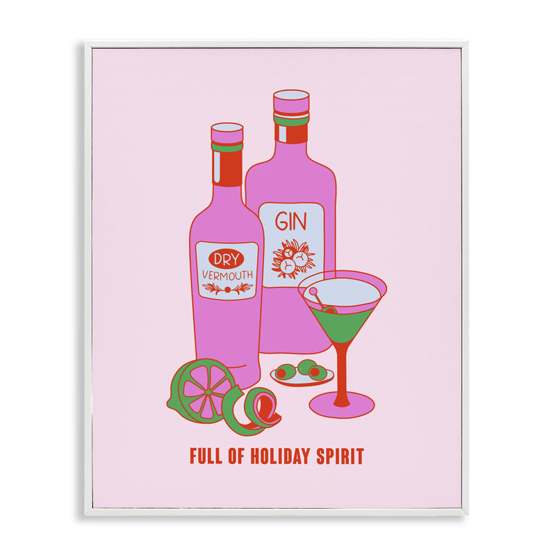  «Funny Holiday Spirit Drinks», art de la giclée encadrée par House of Lulu, H 20 po x l 16 po