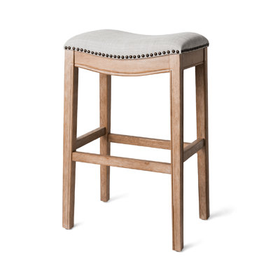Maven Lane Adrien Backless Saddle Kitchen Stool with Fabric Upholstery